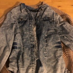 Denim shirt button